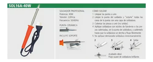 Soldador De Estaño Lapiz 40w Punta Ceramica Profesional