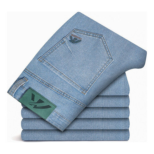 Jeans Delgados De Mezclilla Elástica Gris Claro Para Hombre