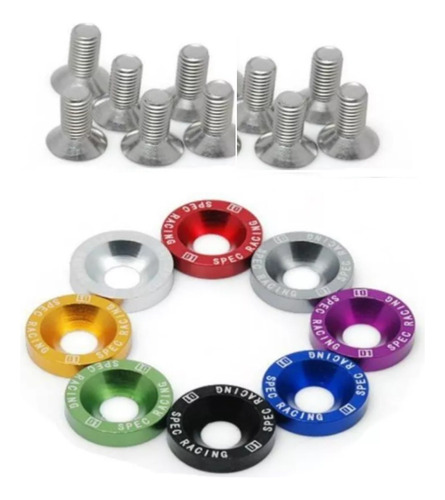 10 Arandelas Anodizadas Tornillos M6 Moto Auto Cuatri Atv