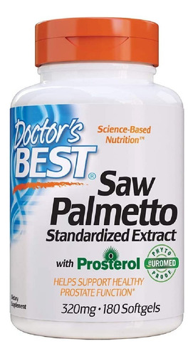Saw Palmetto Estandarizado 320 Mg Doctor's Best 180 Capsulas Sabor Neutro