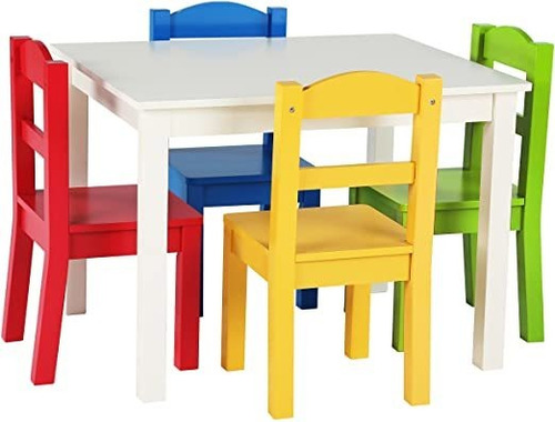 Tot Tutores Juego De Mesa Y 4 Sillas De Madera Para Niños, E
