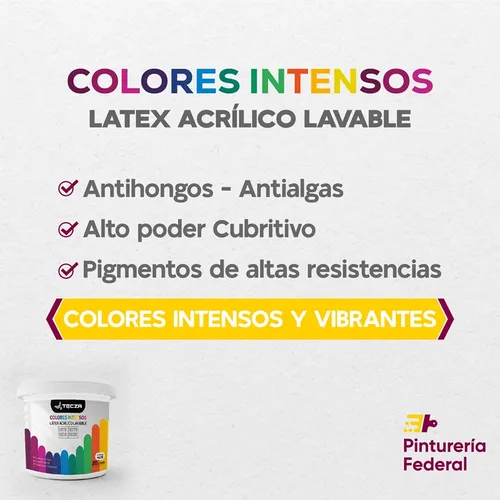 Látex Acrílico Int-ext Colores Preparados 10 Litros Lavable
