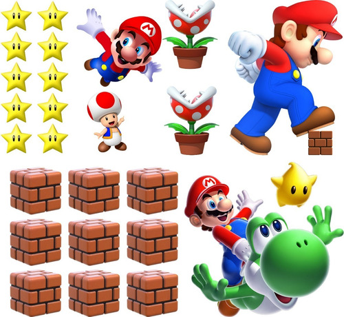 Adesivo Decorativo Parede Infantil  Super Mario Brós