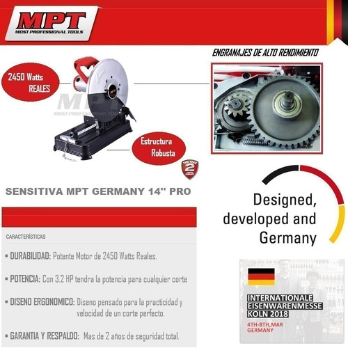 Sensitiva 14'' Pro Germany Mpt 2450watts Uso Industrial