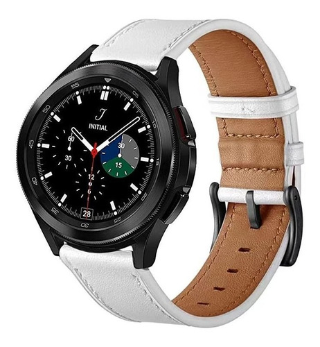 Malla De Cuero Samsung Galaxy Watch 4 Band 40mm 44mm  Blanca