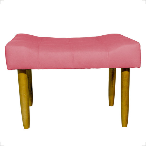 Puff Decorativo Retangular Requinte Pé Palito Suede Bege Cor Rosê