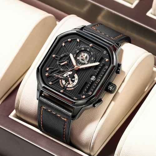 Imagen 2 de 7 de Reloj Cronógrafo Luminoso De Piel De Cuarzo Poedagar