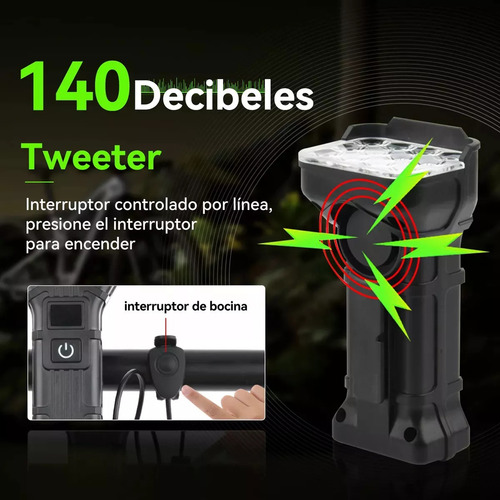 Luz Bicicleta Recargable Delantera Traser 12 Led Y Claxon