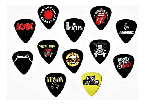 Púas De Guitarra Con El Logotipo De La Banda (12 Púas En Un