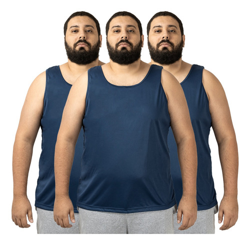 Kit 3 Camisetas Regatas Cavada Plus Size Masculina Grande 