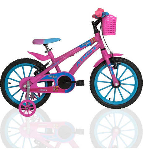 Bicicleta Com Cestinha Aro 16 Athor Baby Lux Angel Meninas 