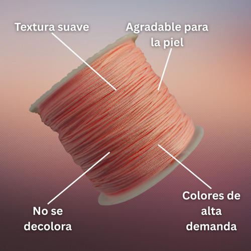 Rollo Hilo Chino 0.8mm Insumo De Bisutería Todo Los Colores Salmón