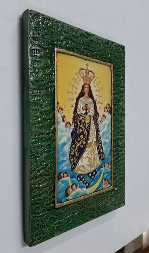 Cuadro Virgen De Caacupé - 17 X 25 Cm - Madera Estucado