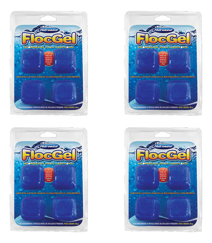 Kit 4x Flocgel 4 Cubos Hidroazul Gel Clarificante P/ Piscina