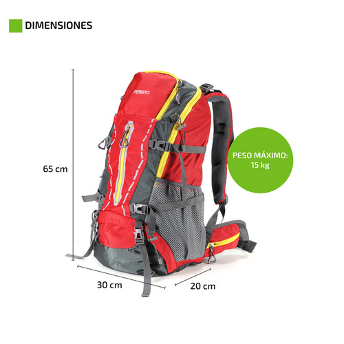 Imagen 4 de 8 de Mochila trekking Femmto Trekking TK045 color rojo 45L