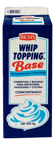 Whip Topping Base Concentrado Rich´s Cobertura Y Relleno 1kg