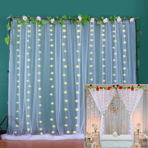 Cortinas Voile 3x2mts Fiestas Navidad Cumple Deco Eventos Blanco