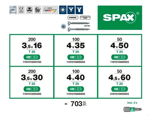 Maletin Spax Mini L-boxx Caja Con 700 Tornillos Y 3 Puntas