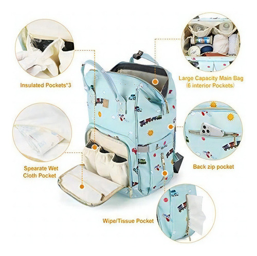 Mochila Impermeable Para Pañales - Puerto De Carga Usb