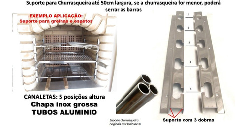 Suporte Grelha 5 Posições De Churrasqueiras Até 50cm 4 Tubos