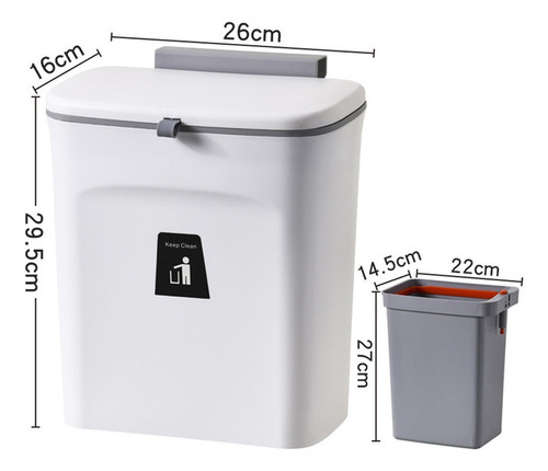 Cubo De Basura Colgante De 9 Litros Con Tapa