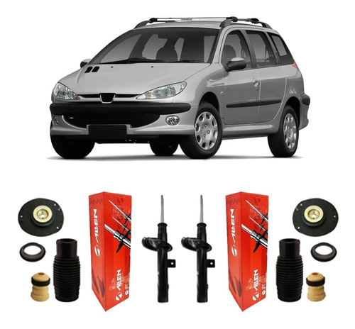 2 Amortecedor Kit Dianteiro Peugeot 206 Sw 1.4 1.6 2001/2010