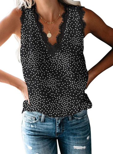 Blusa Moda Casual Sexy De Encaje Cuello V Para Mujer