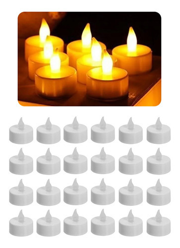 Kit de 24 velas electrónicas decorativas LED amarillas con pilas