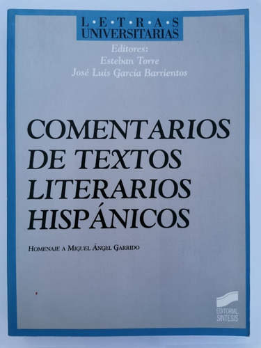 Comentarios De Textos Literarios Hispanicos