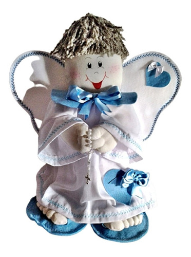 Boneca De Pano Peso Porta Anjo Da Guarda Menino Decoração