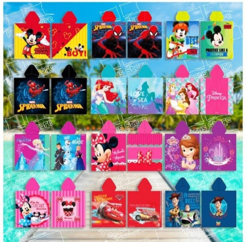 Toalla Poncho Para Niños Disney