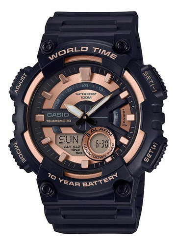 Reloj Casio Aeq110w-1a3 Para Hombre Cronometro Hora Mundial