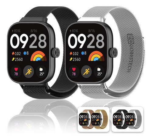 2pzs Correa Inoxidable Para Redmi Watch 4 Y Xiaomi Band 8pro