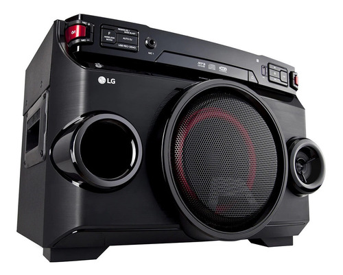 Minicomponente LG Xboom OM4560 negro y rojo con bluetooth 220W de potencia - 220V
