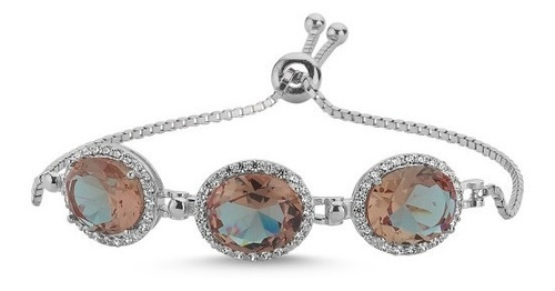Imagen 1 de 1 de Preciosa Pulsera Plata .925 Piedra Zultanita Natural Óvalo