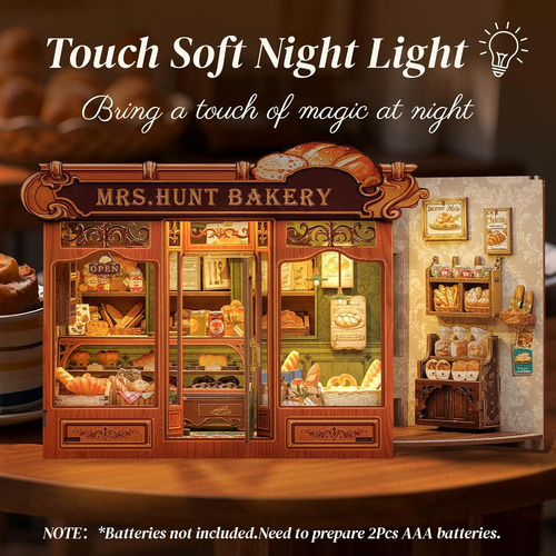 Diy Miniatura Casa De Muñecas Libro Corner Kit Con Luces Led