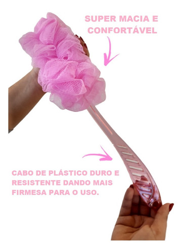 Bucha Esfregão Escova Esponja De Banho Macia Com Cabo Costas