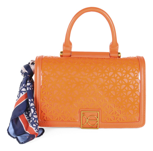 Bolsa Briefcase Cloe Para Mujer Bolsillo Frontal Color Naranja
