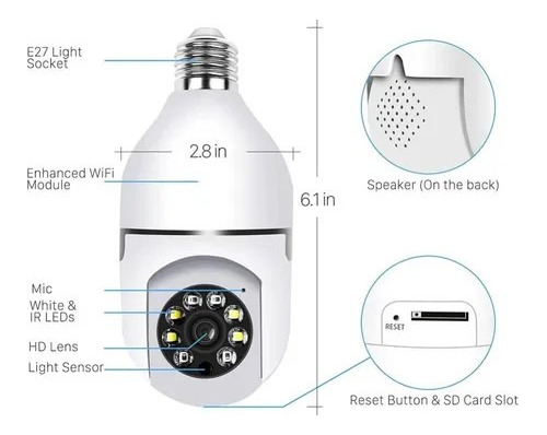 Camara Seguridad Ampolleta Camara Wifi Camaras De Vigilancia