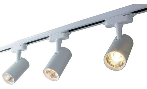 Trilho Eletrificado 1 Metros 3 Spots Luz Quente Led 7w