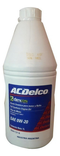 Aceite Sintetico Acdelco 0w20 Dexos Gen2 X 1 L