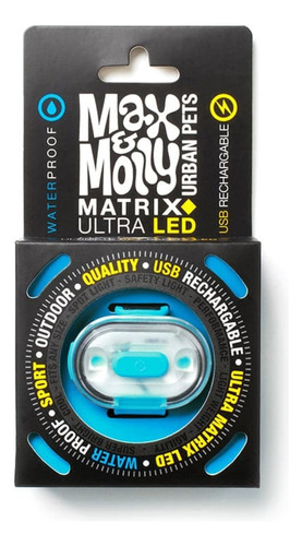 Luz Led Perro Para Collar Ultra Matrix Celeste Max & Molly