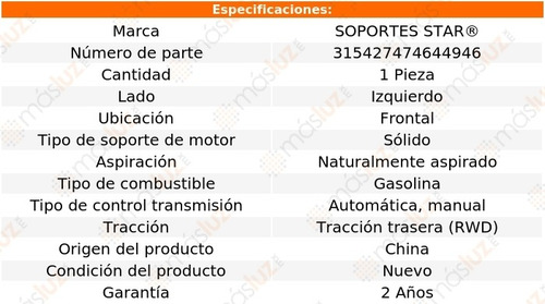 1) Soporte Motor Del Izq Bmw 650i 8 Cil 4.8l Aut, Std 06/10