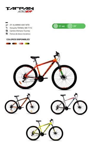 Bicicleta Mountain Bike R29 Teknial Tarpan 100er. Domotos