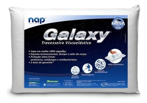 Travesseiro inteligente NAP Galaxy tradicional 63cm x 10cm cor branco