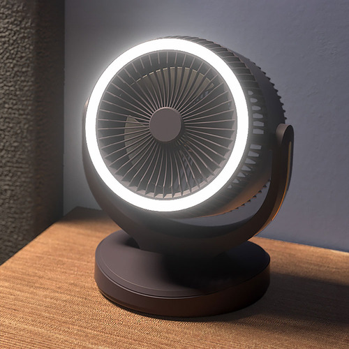 Ventilador Piso Pared Escritorio Portátil Recargable Luz Led Negro