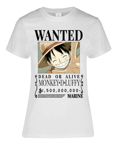 Blusa Cartel Wanted Monkey D Luffy One Piece Recompensa 15