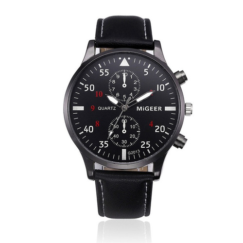 Relógio Masculino Migeer Pulseira De Couro, Em Promoção!