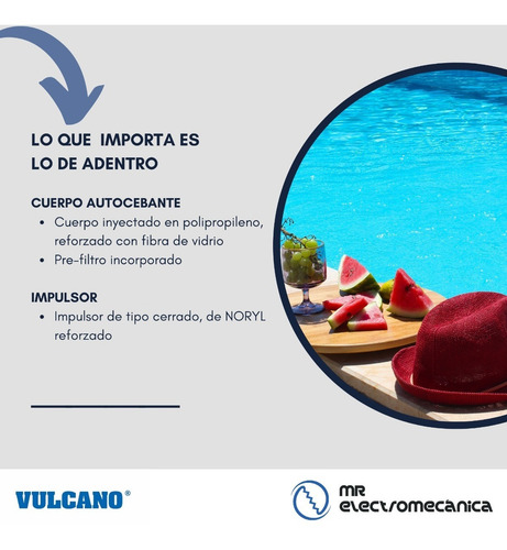 Imagen 7 de 10 de Bomba Autocebante Vulcano Bae075 3/4hp Pileta Fibra