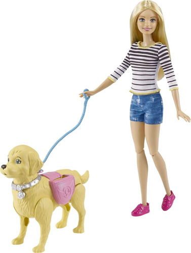 Barbie Walk & Potty Pup Set Con Muñeca Y Cachorro Que Hace C
